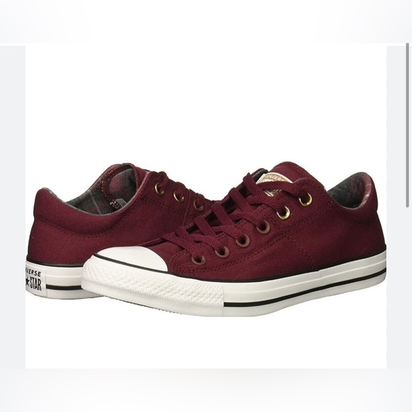 Converse Shoes - maroon all star converse low top buffalo plaid